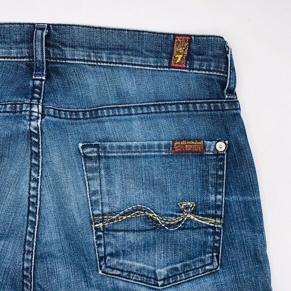 7 For All Mankind Women Jeans Bootcut Distressed Casual Blue Denim Size 30 - Picture 6 of 8